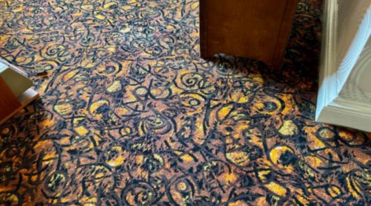 ABSTRACT SQUIGGLES USED VINTAGE CARPET