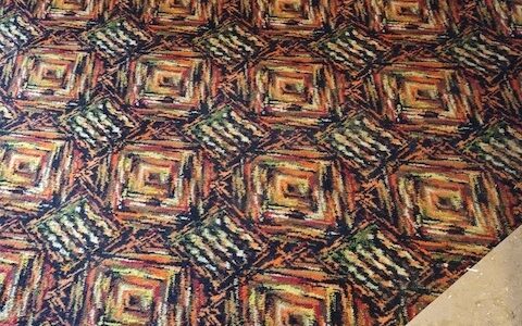 Mid 1970s Geometric Psychedelic Wool Carpet