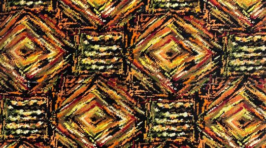 Mid 1970s Geometric Psychedelic Wool Carpet