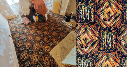 Mid 1970s Geometric Psychedelic Wool Carpet